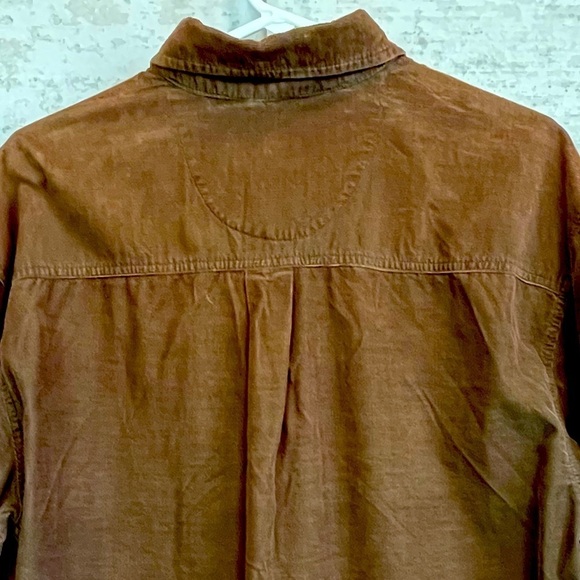 Mens Chocolate Brown Y2K Corduroy Button Up Shirt Size Large Grunge Layering - Picture 12 of 15